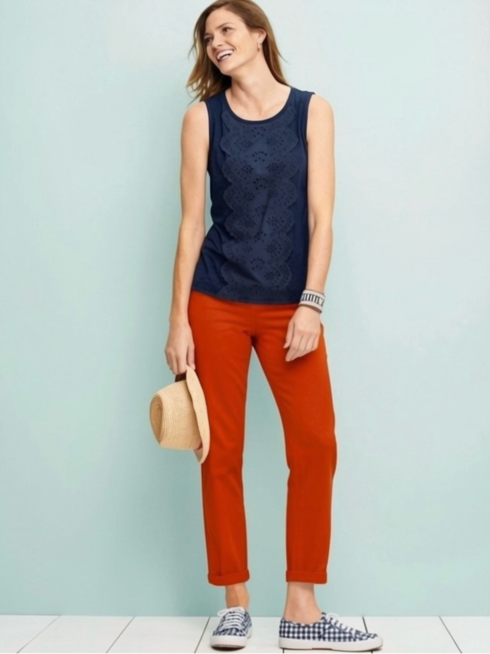 Talbots Women Pants 12P Red Straight Mid Rise The Weekend Chino Petites Preppy